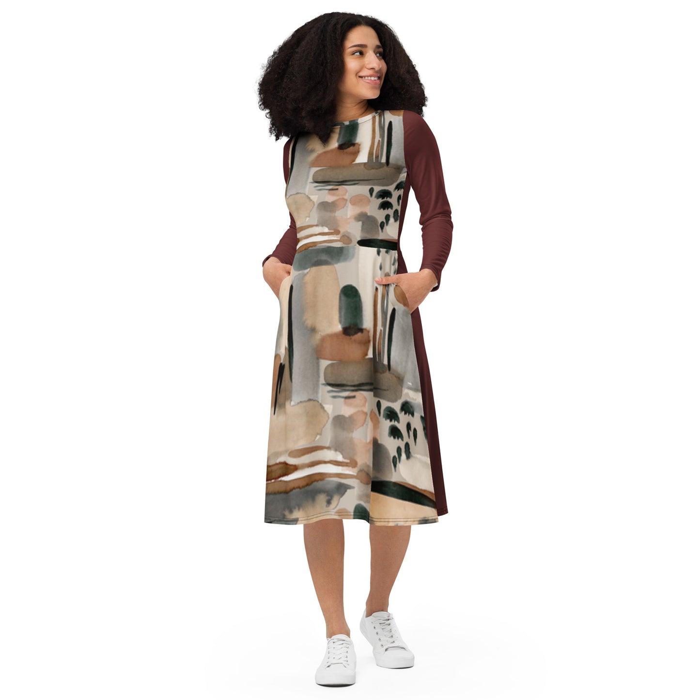 Modest long sleeve midi dress