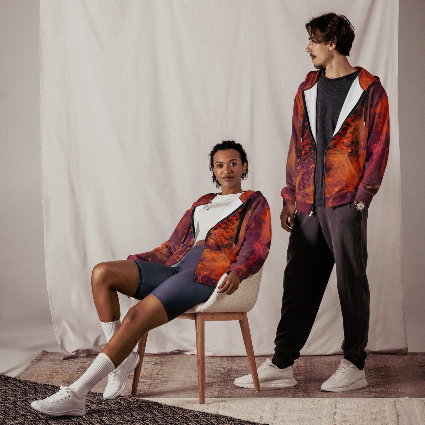 Burning Tyrian zip hoodie (Unisex)