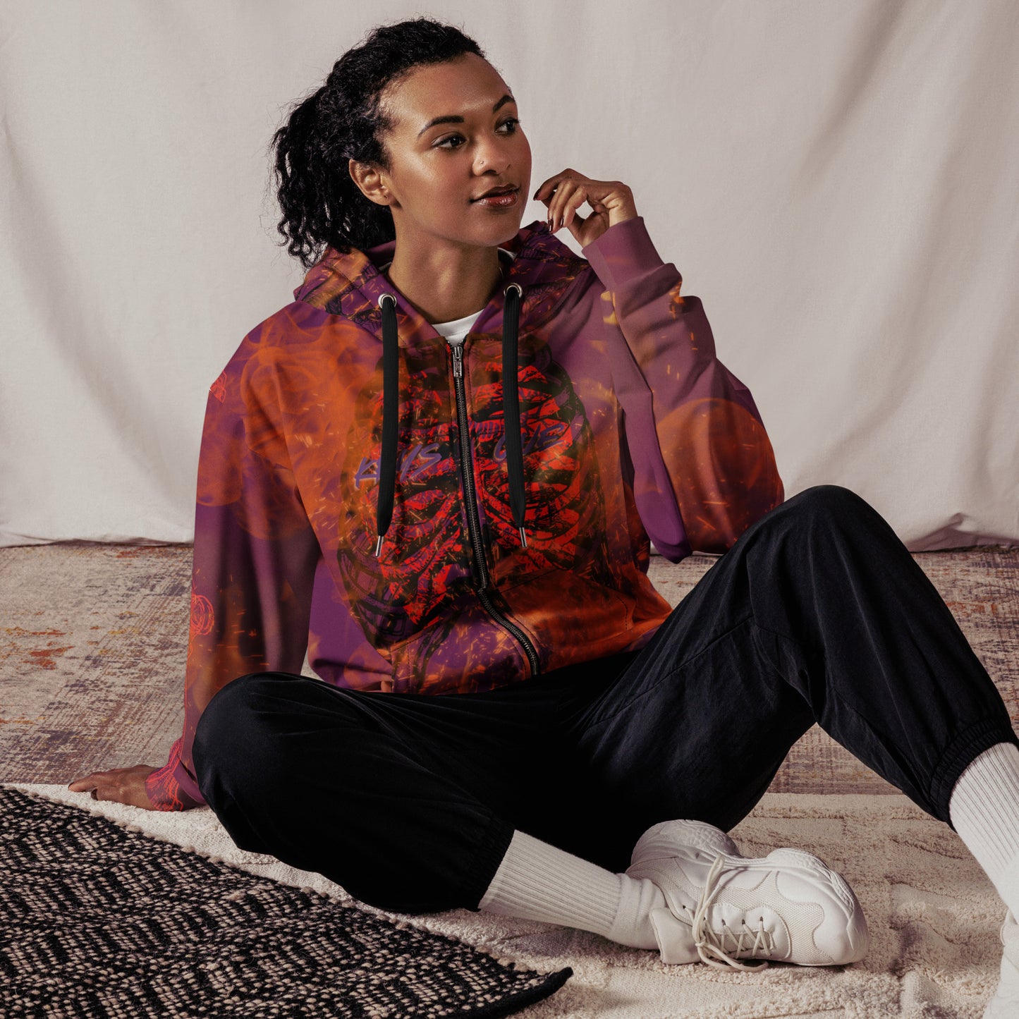 Burning Tyrian zip hoodie (Unisex)