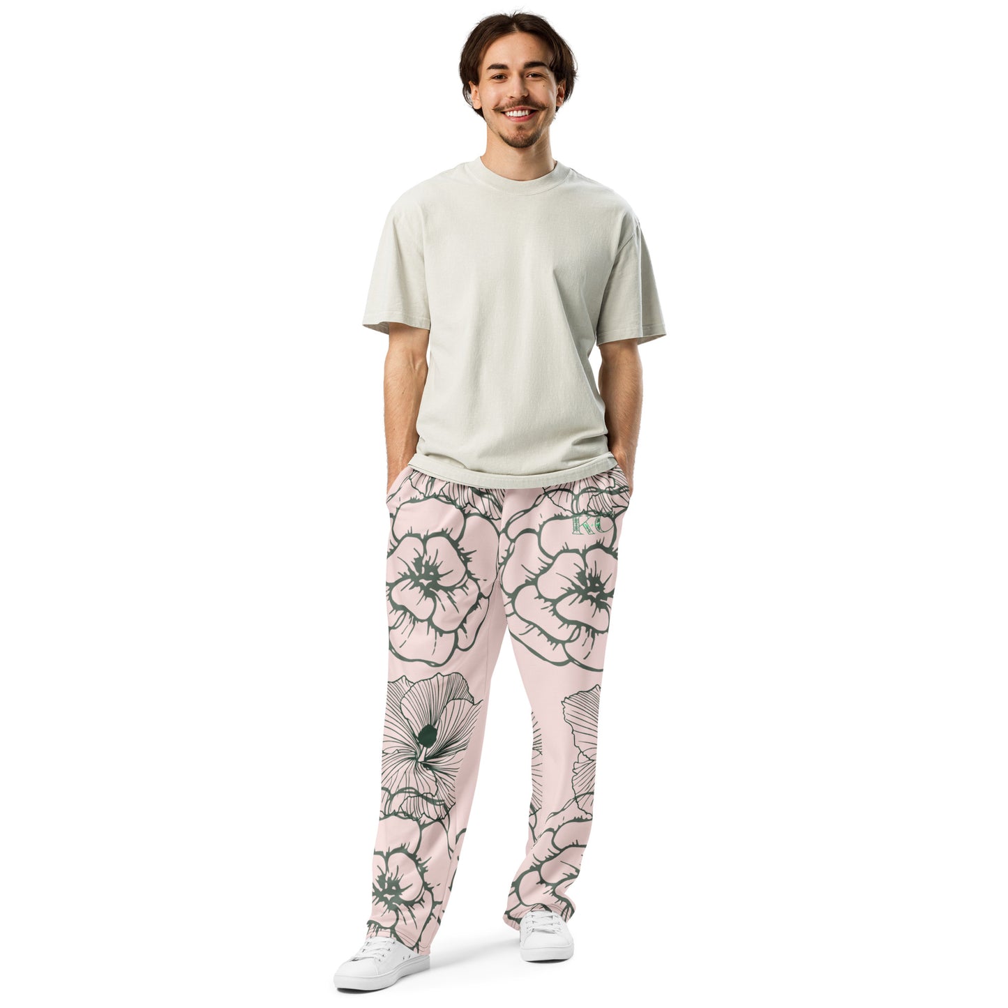 Misty Rose Blossom joggers (Unisex wide-leg)