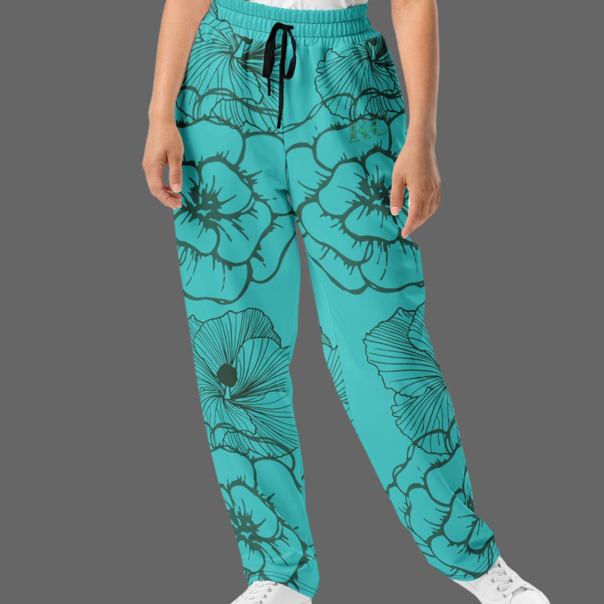 Turquoise Blossom joggers (Unisex wide-leg)