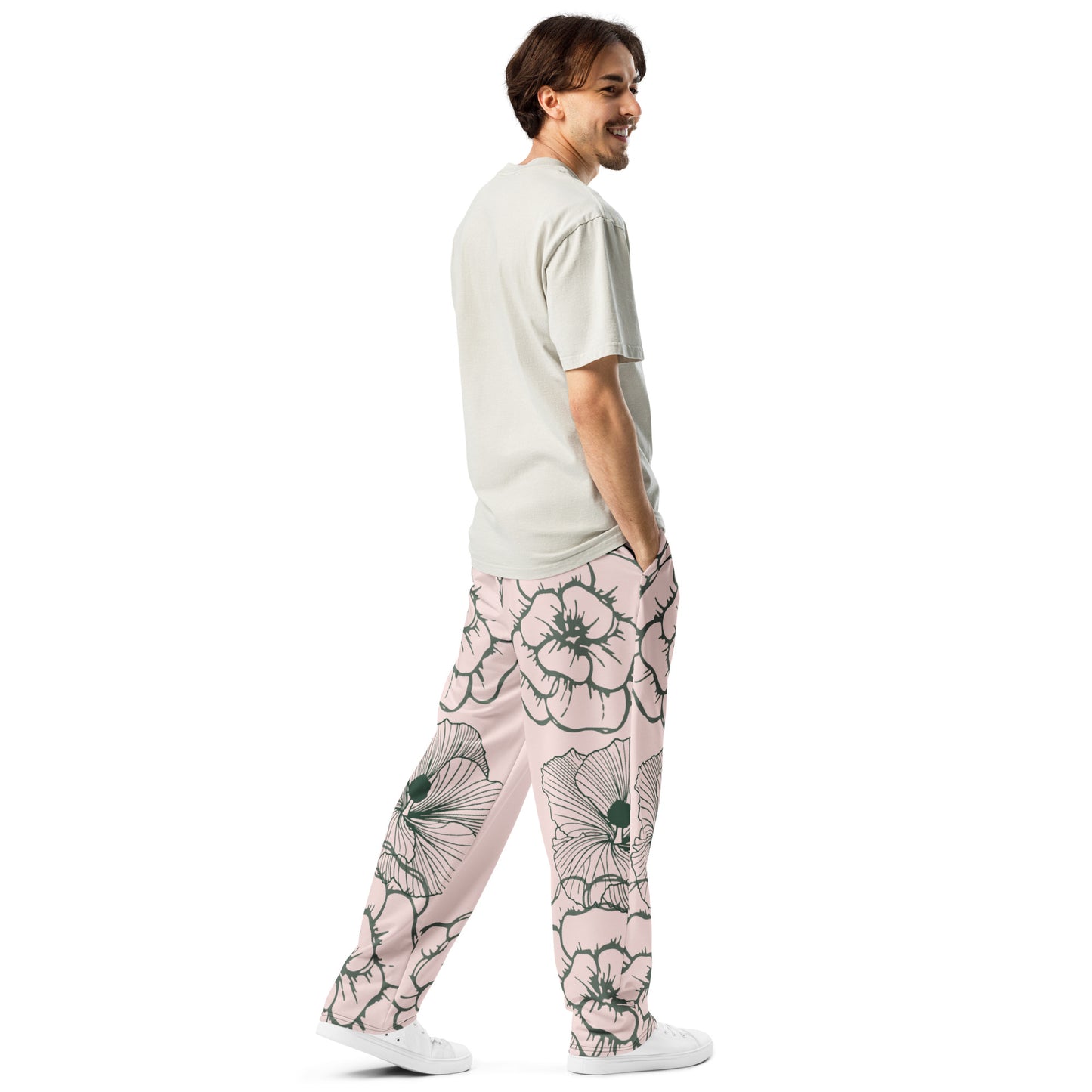 Misty Rose Blossom joggers (Unisex wide-leg)